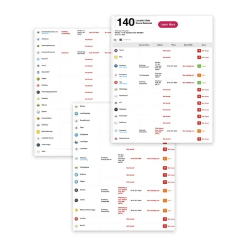 Business listed on internet