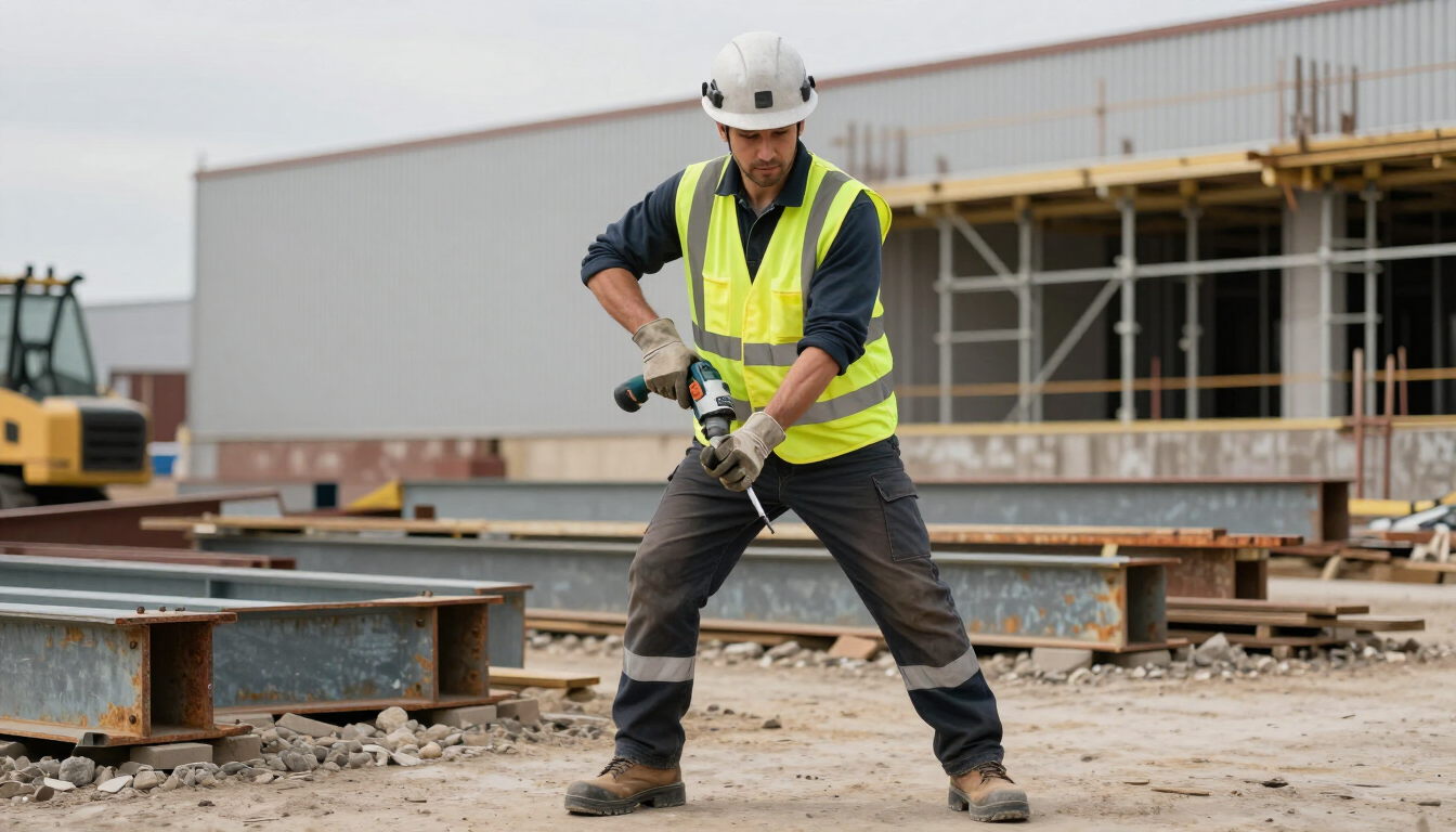 Profesional de la construcción usando herramientas Handwerker