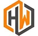 Logotipo estilizado “HW” en negro y naranja con forma de hexágono geométrico.