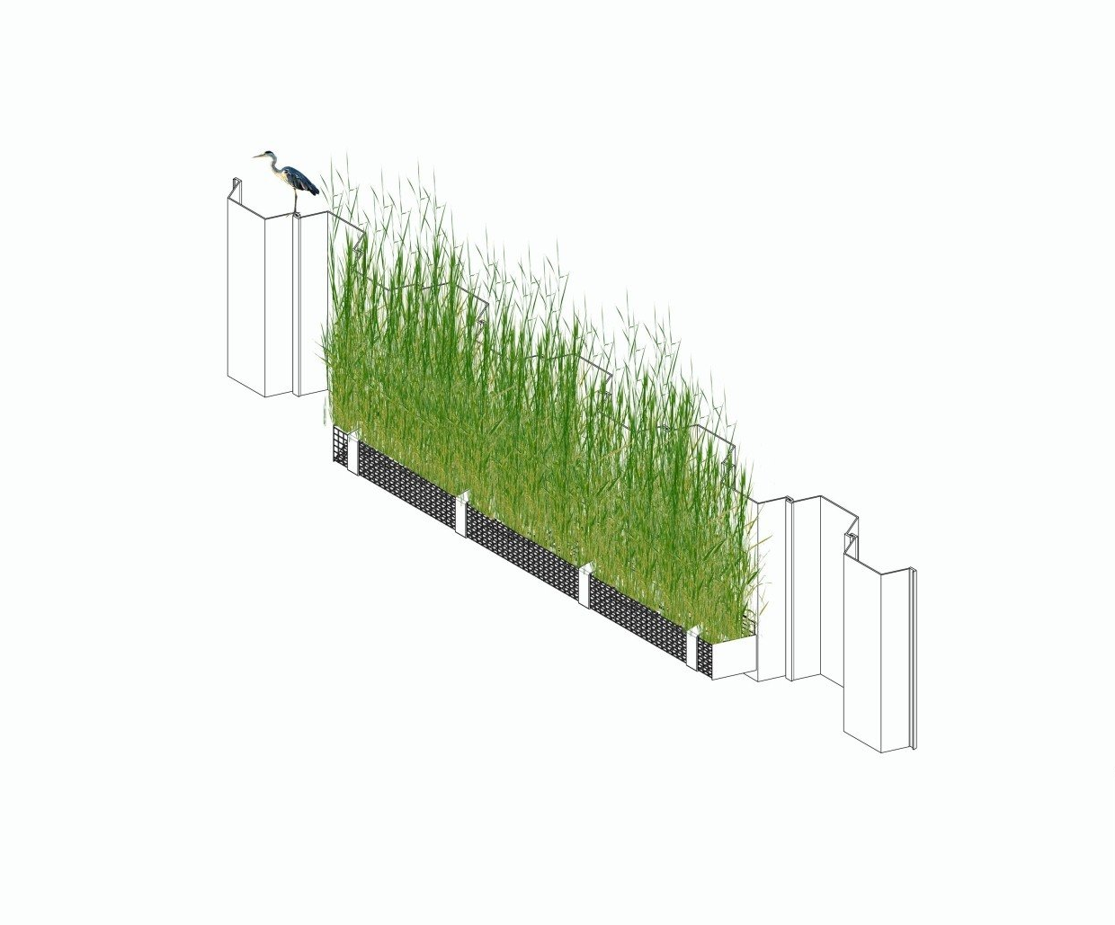 Eine Planungskizze für den Prototypen der Vertical Wetlands.