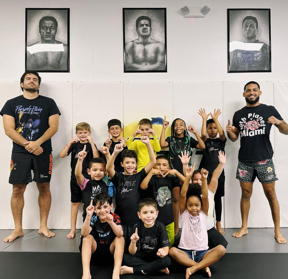 Kids practicing safe no-gi grappling drills at 10th Planet Jiu-Jitsu Miami in Miramar, FL.