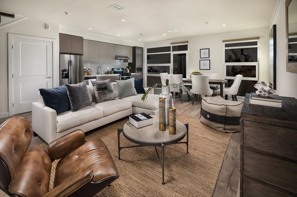 Modern apartment living room with large windows and natural light By Stoneridge Management Partners