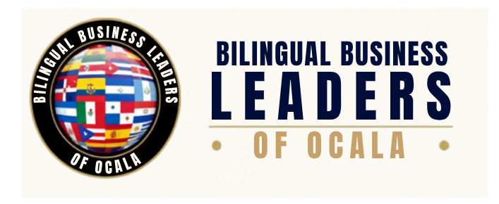 Bilingual Business Leaders of Ocala logo with circular blue, red, and gold seal