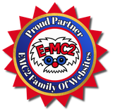 Proud Partner E-MC2 Family of Schools badge with red starburst and blue center logo