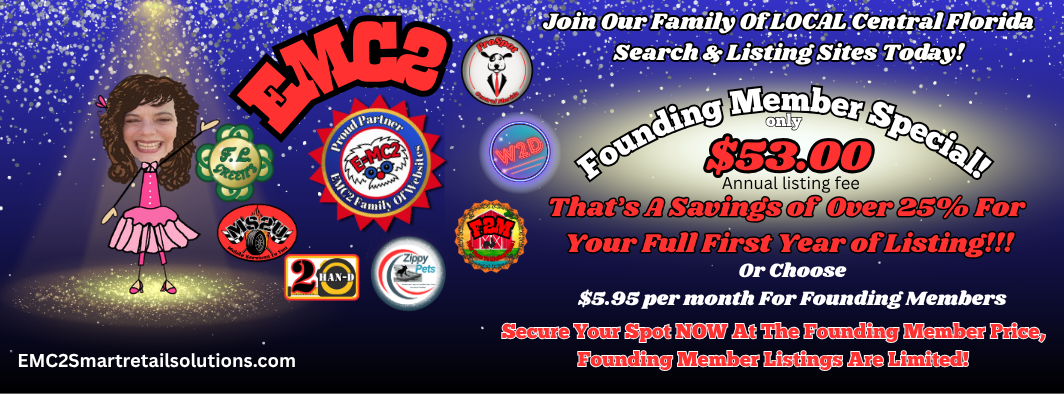 DMC2 promotional banner with blue background, logos, photos, and bold red-white text about a fall fair fundraiser.