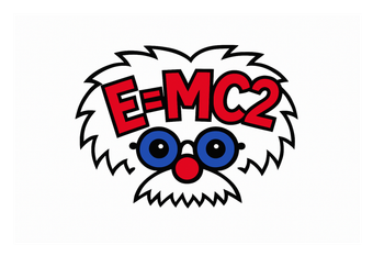 Cartoon Einstein head with 