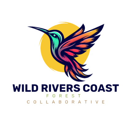 The logo for Wild Rivers Coast Forest Collaborative has a colorful hummingbird on it.