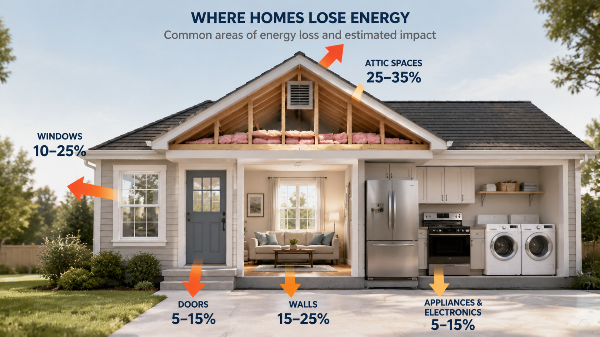 home energy audit diagram showing energy loss