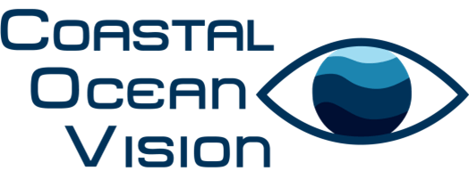 A logo for coastal ocean vision with a blue eye