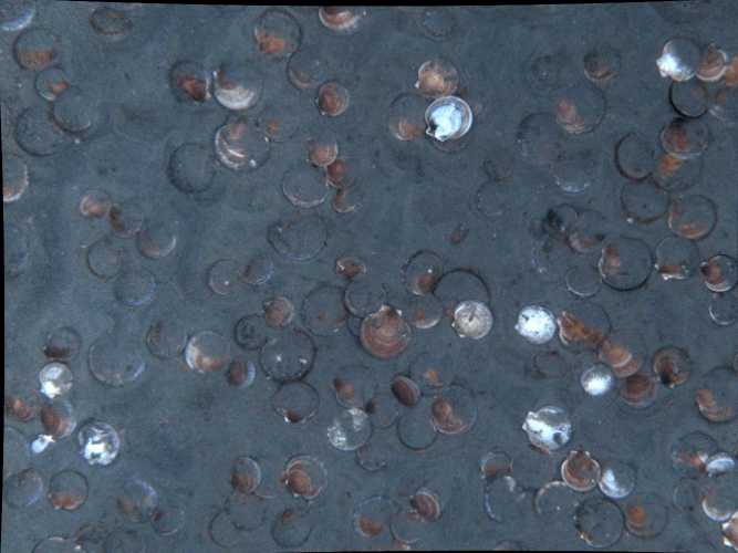 A gray surface with a lot of bubbles on it