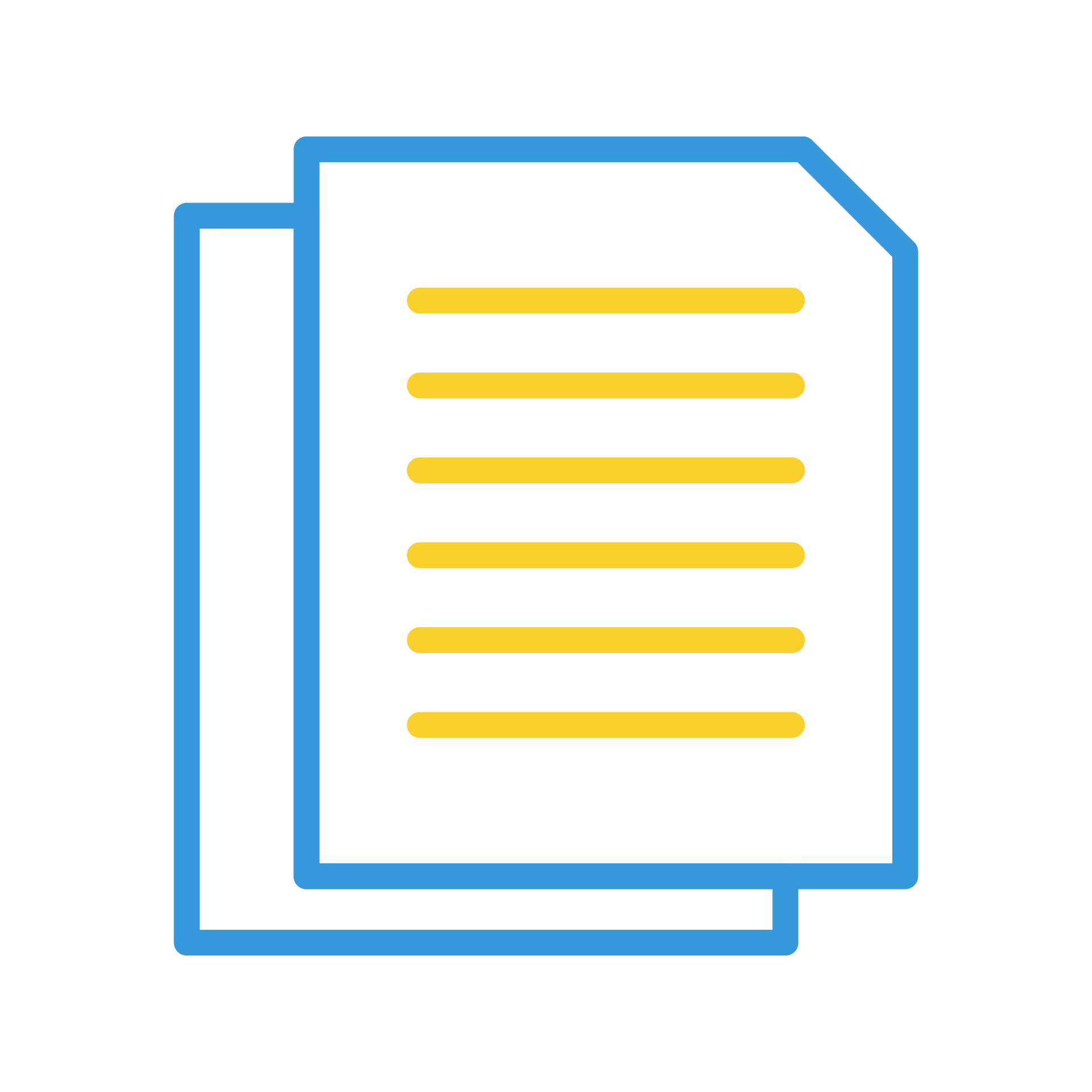 Two sheets of paper with yellow lines on them are stacked on top of each other.