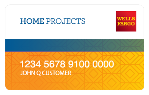 Wells Fargo Home Projects credit card with account number and customer name.