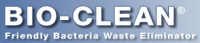 BIO-CLEAN logo: white text on a blue background.