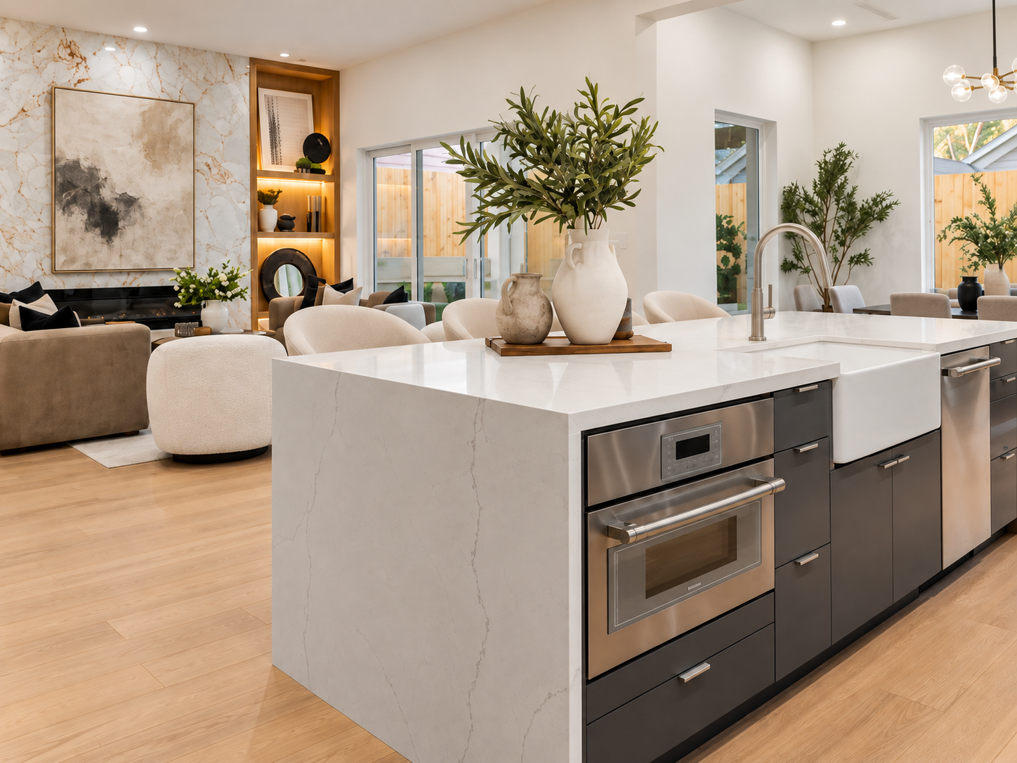 Edited kitchen and living detail at Willard House by Niche Homes