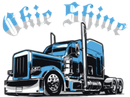 Blue and black semi-truck with "Okie Shine" text above.