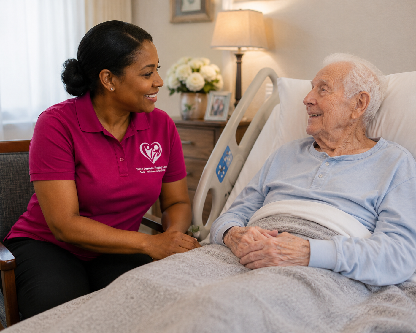 True Amore caregiver providing compassionate home care in Glendale, CA