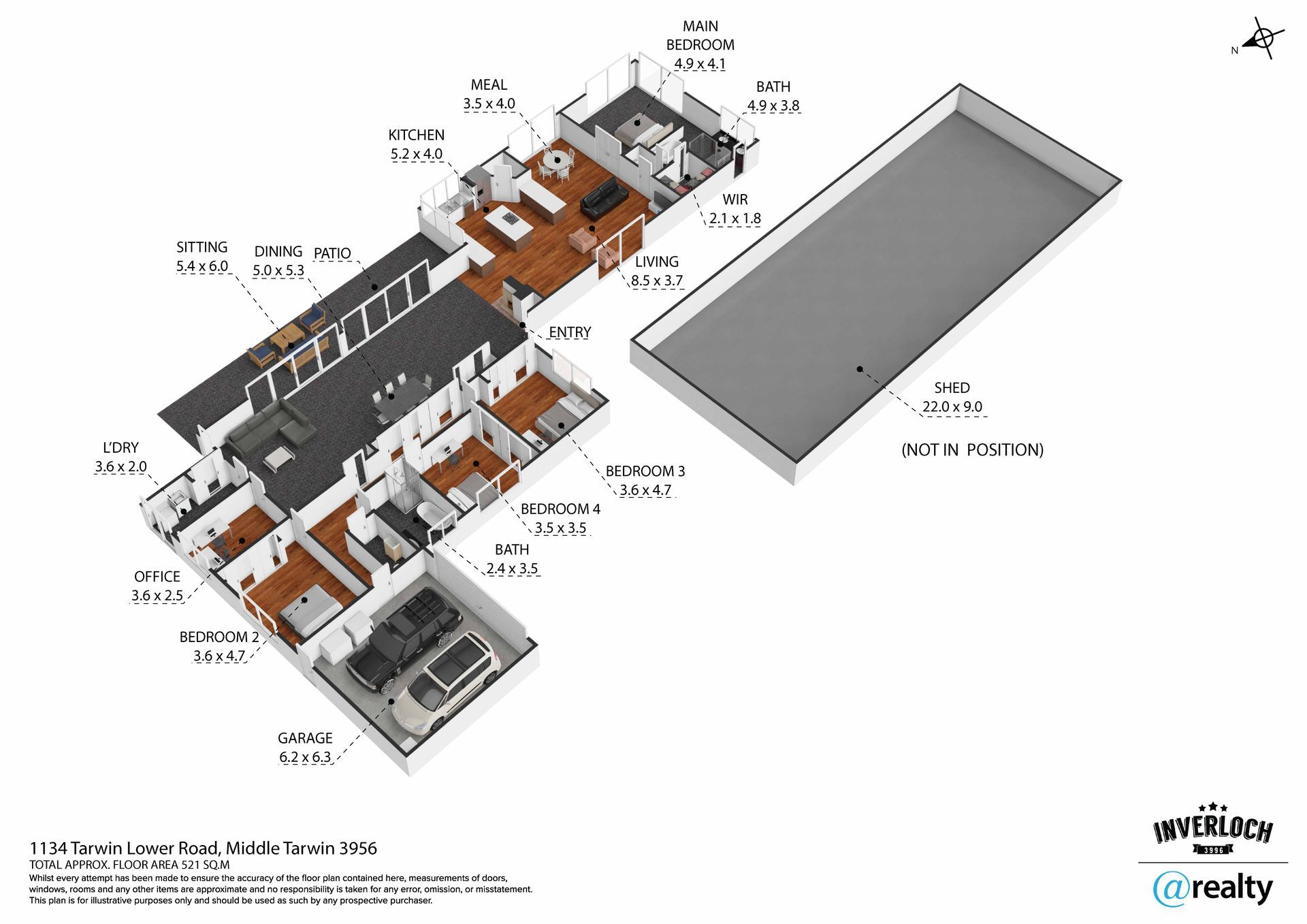A 3d floor plan of a house with a pool.