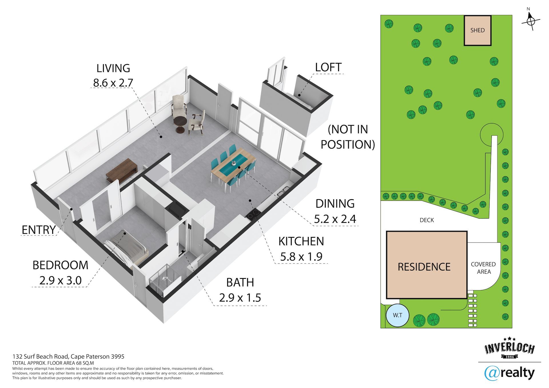 A 3d floor plan of a house with a lot in position