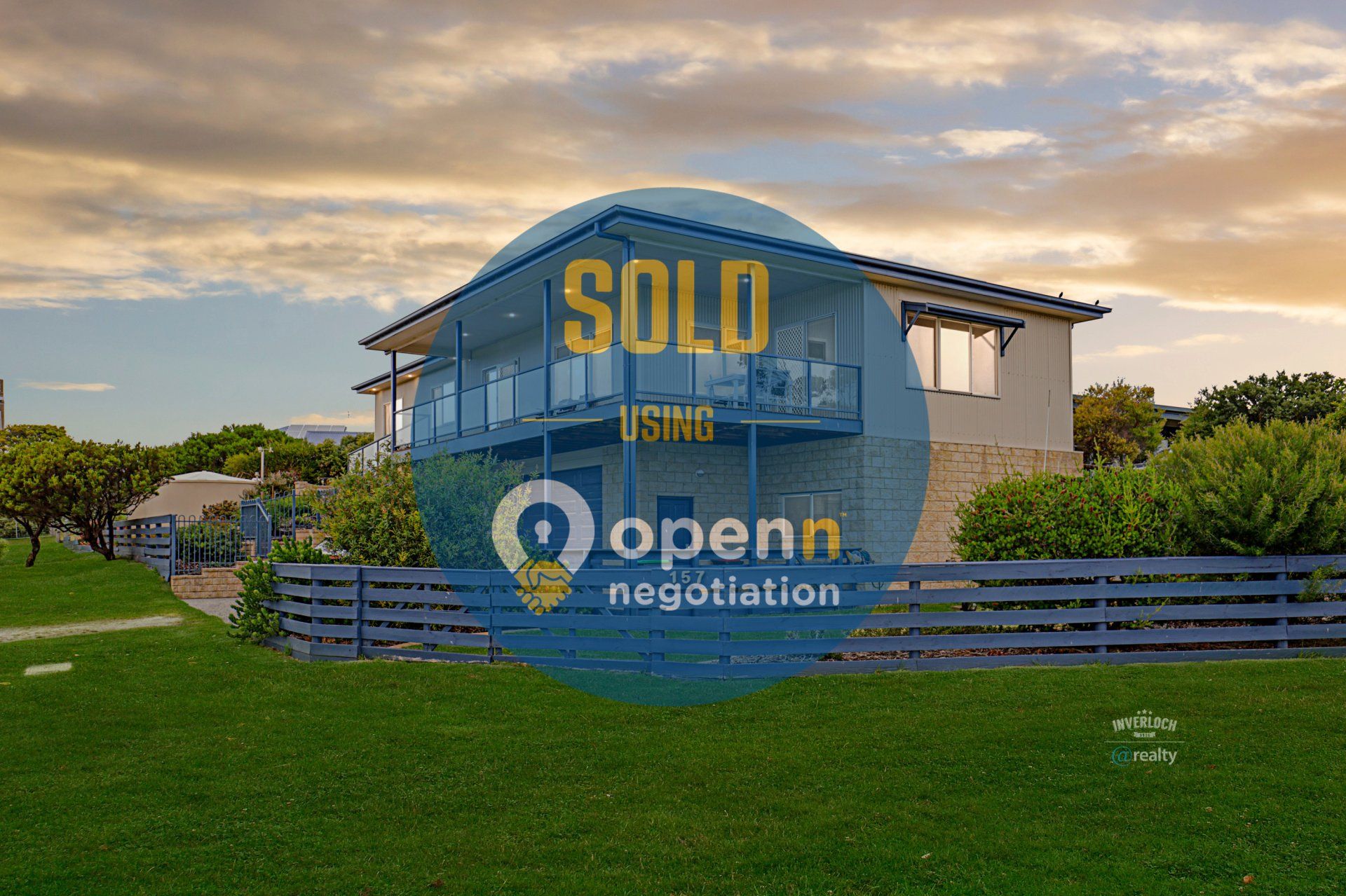 A picture of a house that has been sold using openn negotiation.