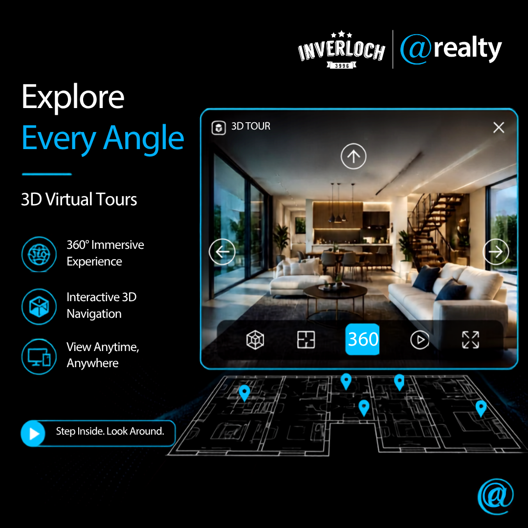 3D floor plan of a modern office or home interior with multiple connected rooms and furniture