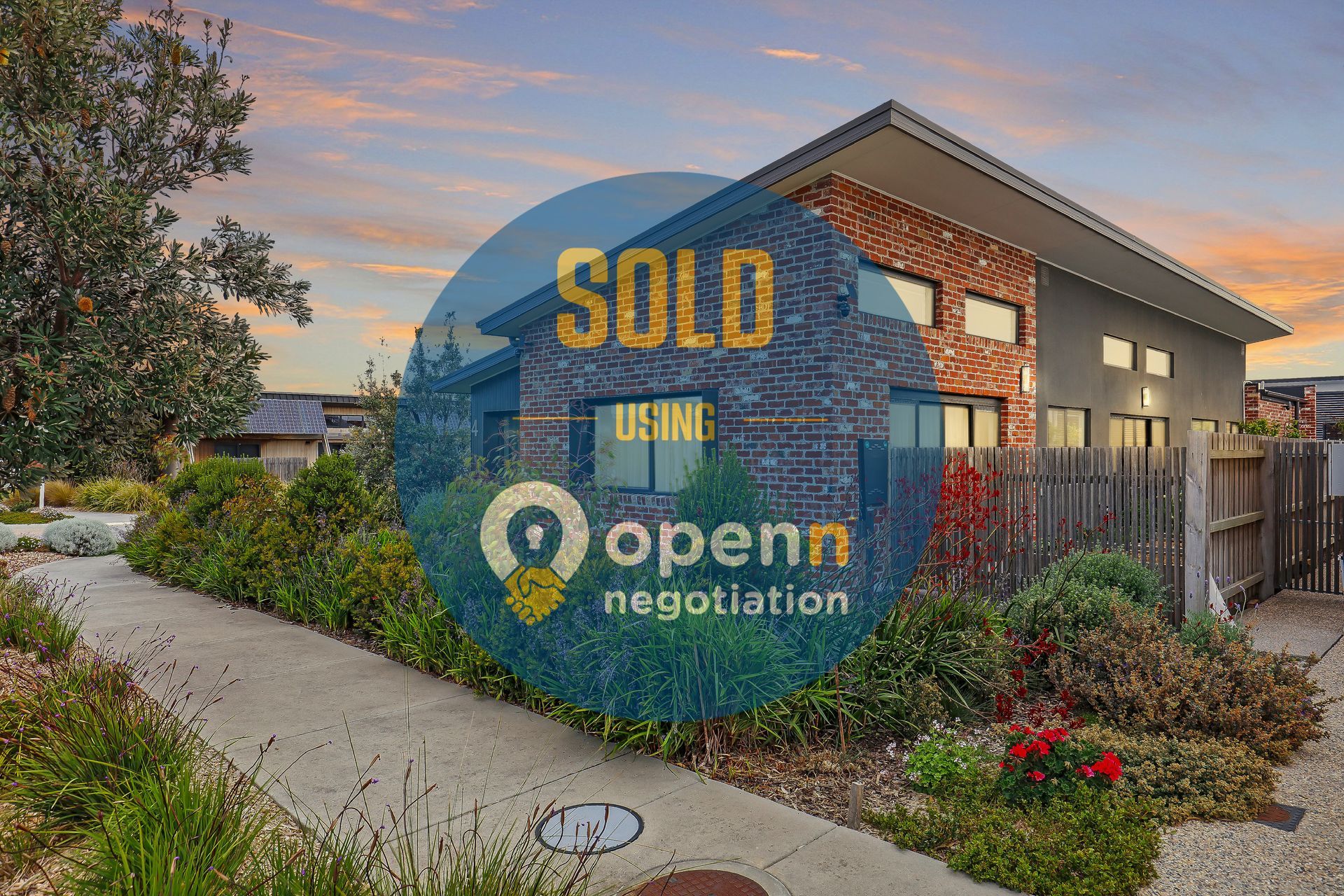 A picture of a house that has been sold by openn negotiation.