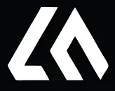 It is a white logo on a black background.