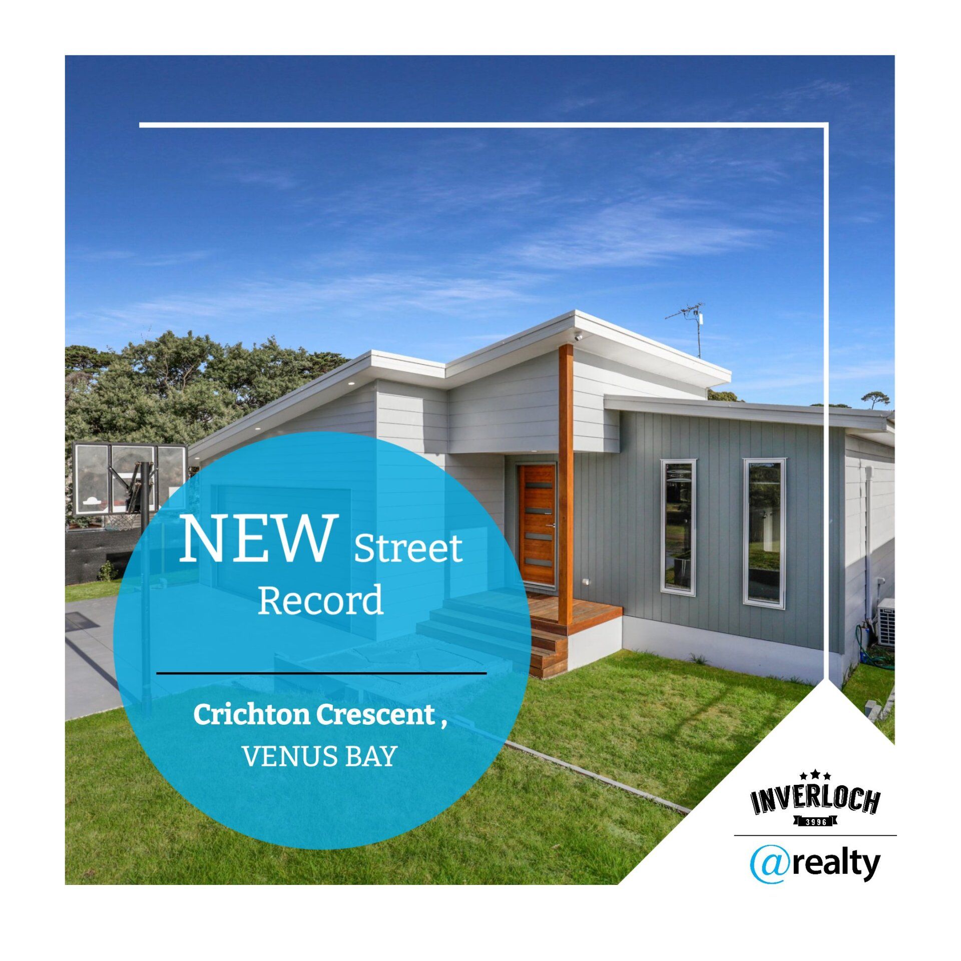 An ad for a new street record in crichton crescent venus bay