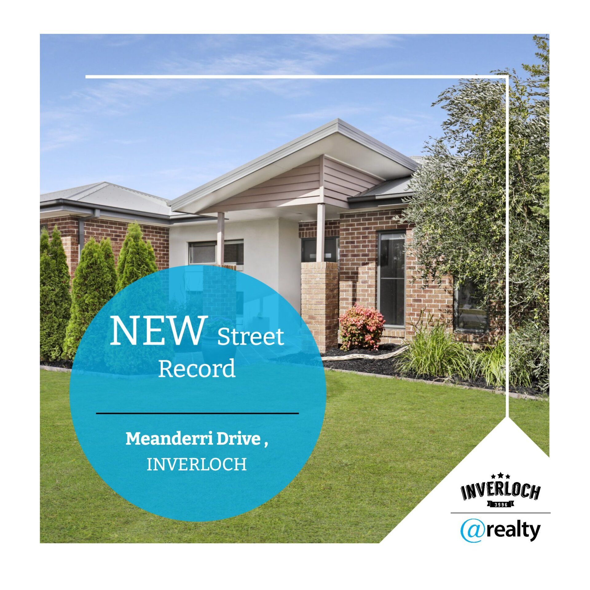 An advertisement for a new street record in meanderri drive