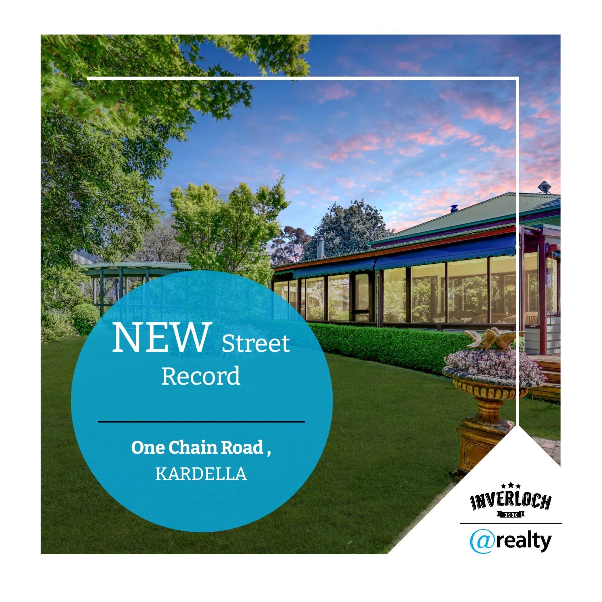 An advertisement for a new street record on one chain road kardella