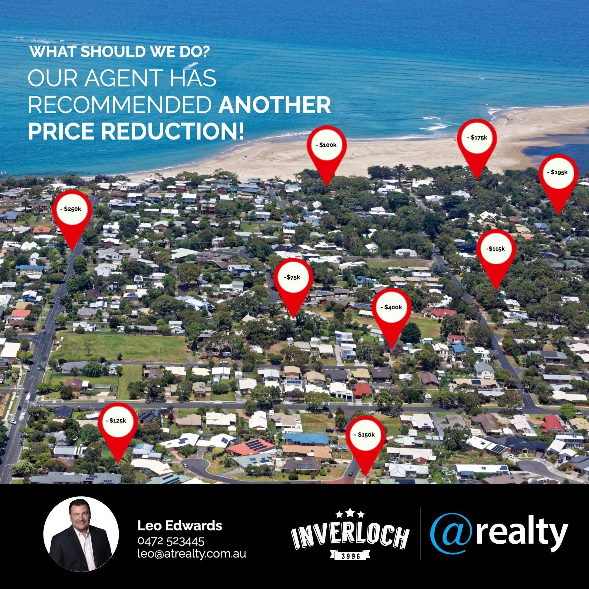 An aerial view of a residential area with red pins on it.