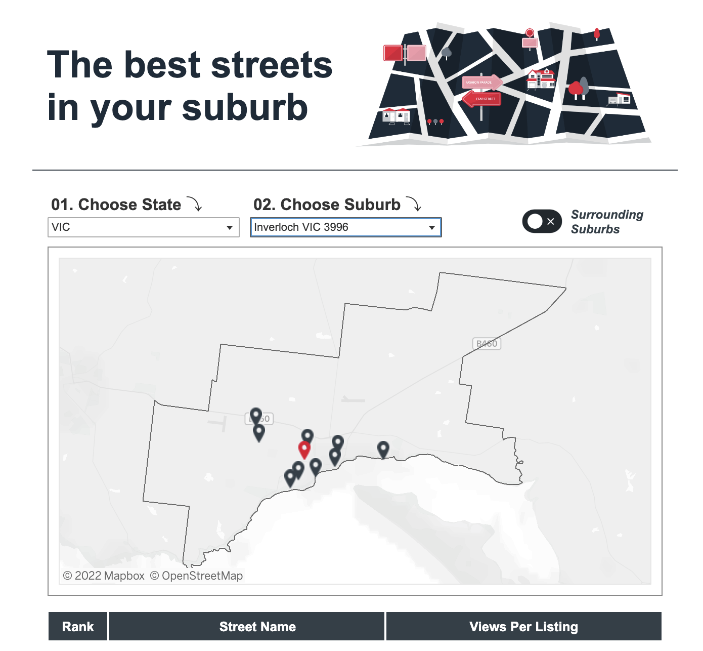 A map of the best streets in your suburb