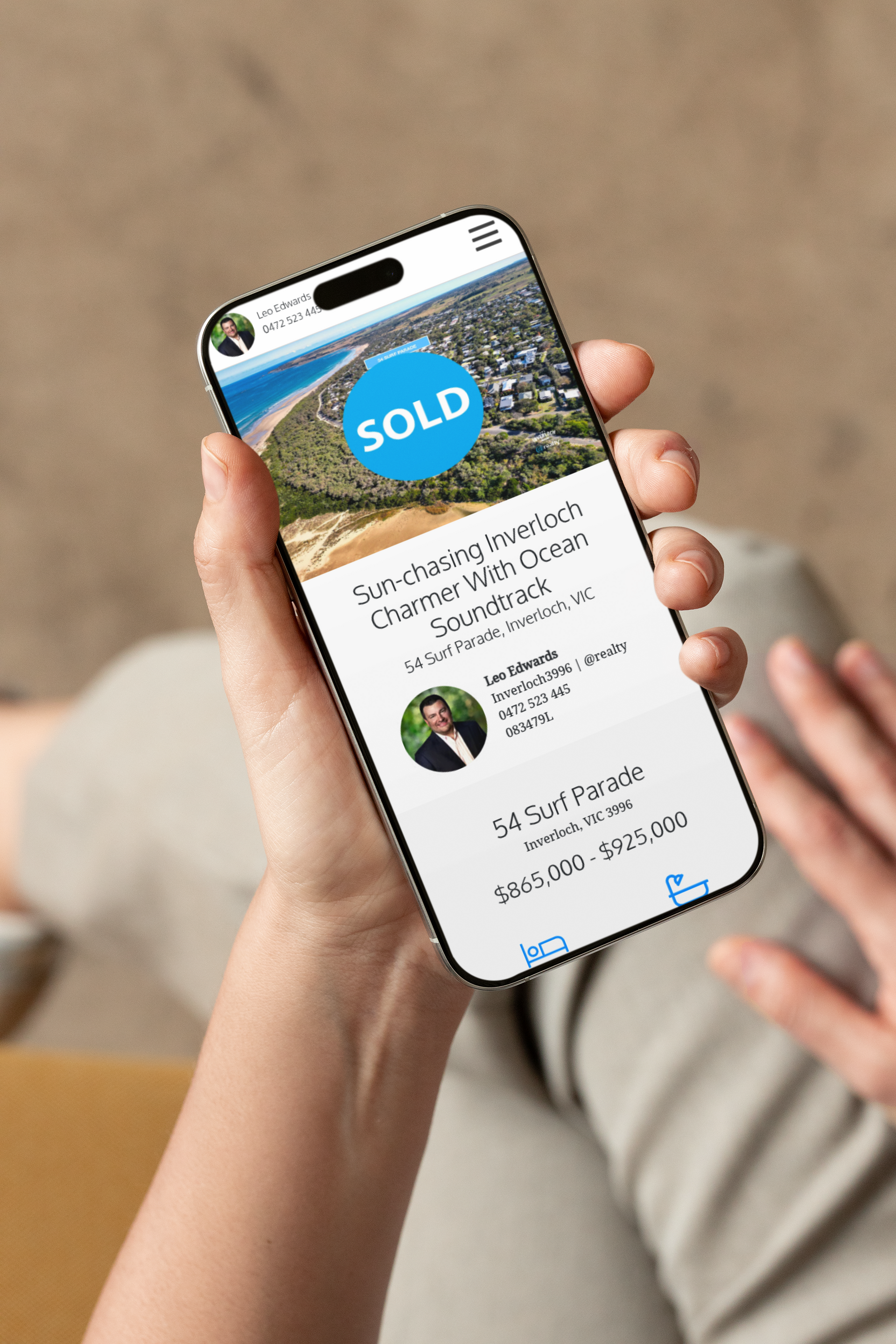 Person holding phone displaying a 