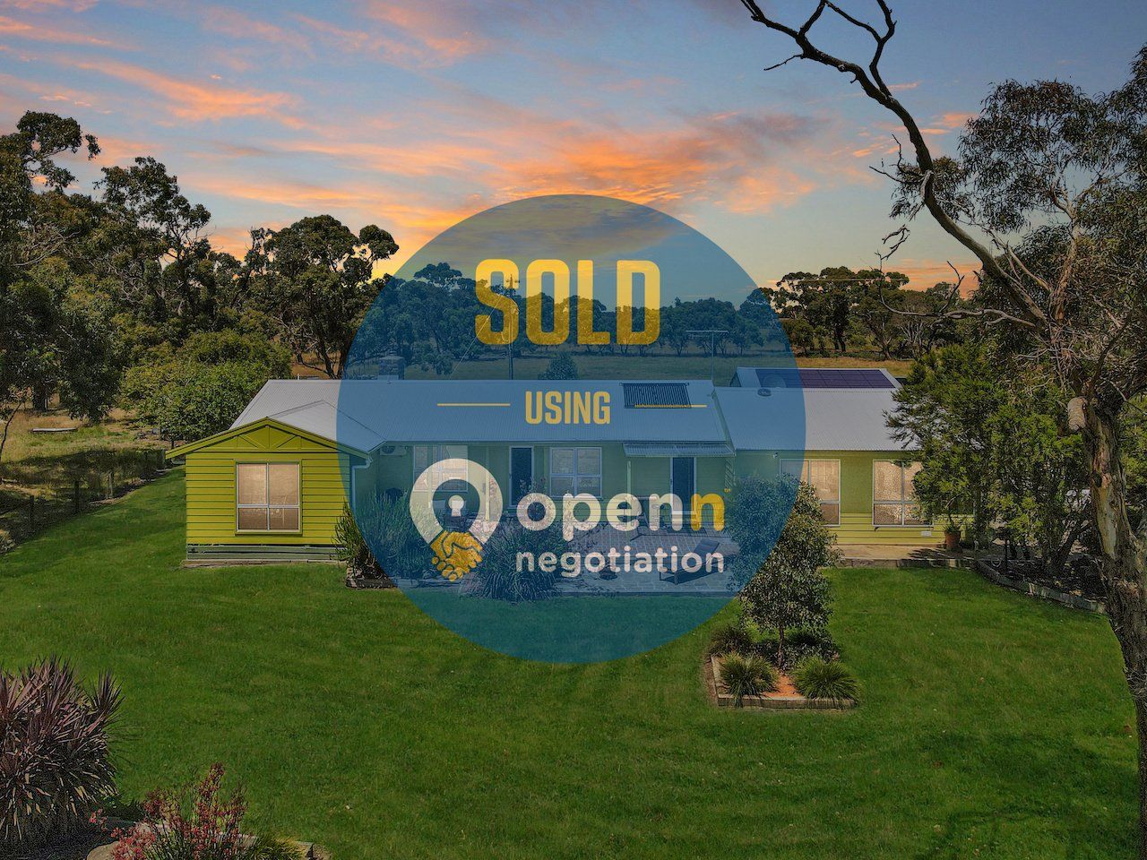 A picture of a house that has been sold using openn negotiation