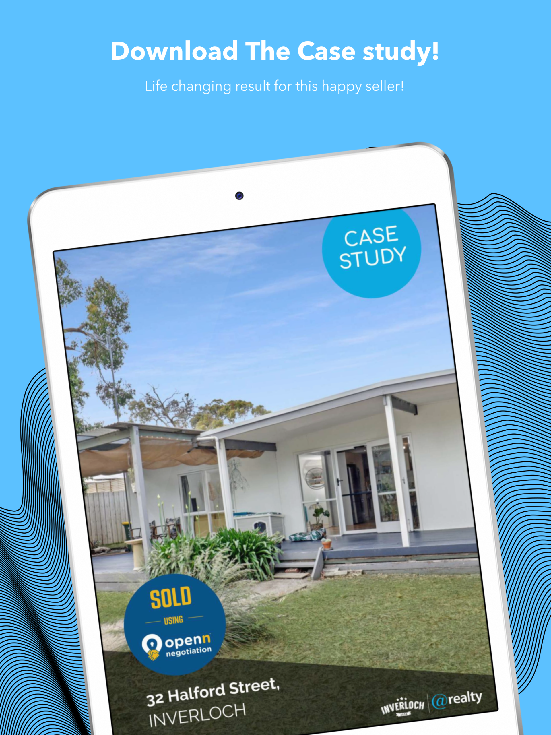 A tablet with a picture of a house on it