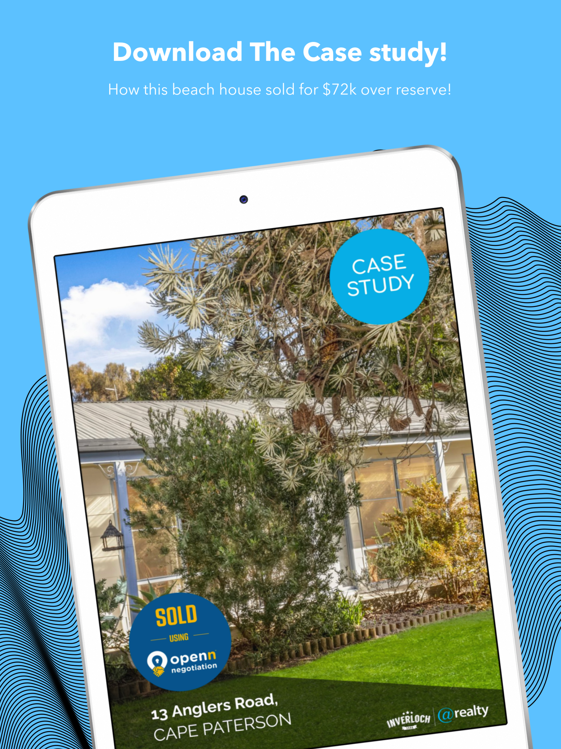 A tablet with a picture of a house on it