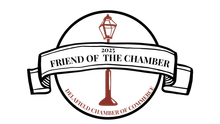 A black and white logo for the friend of the chamber