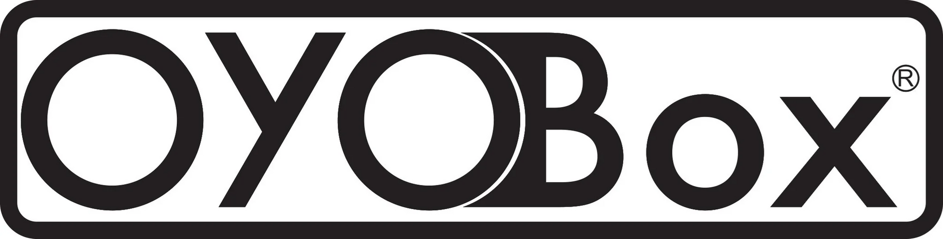 A black and white logo for oyobox on a white background