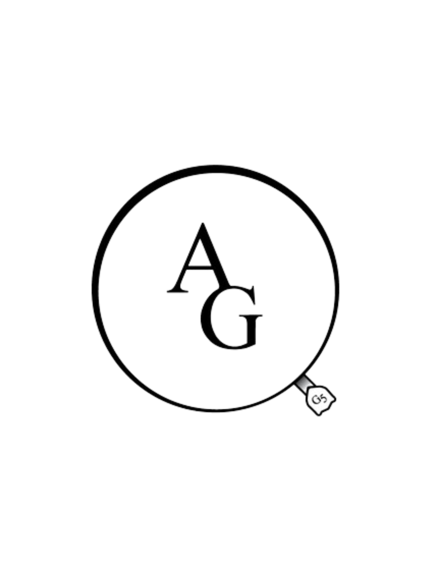 A black and white logo with the letter a and g in a circle.