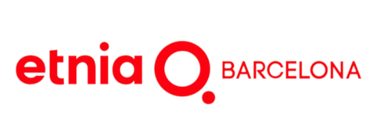 A red and white logo for etnia barcelona