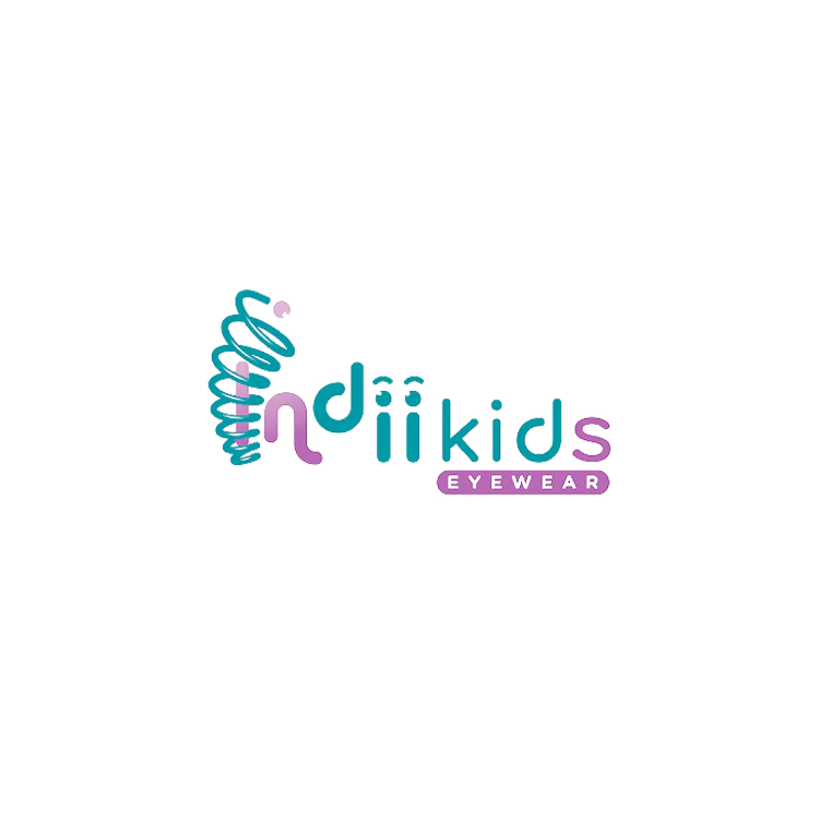 A logo for a children 's eyewear company with a spiral in the middle.