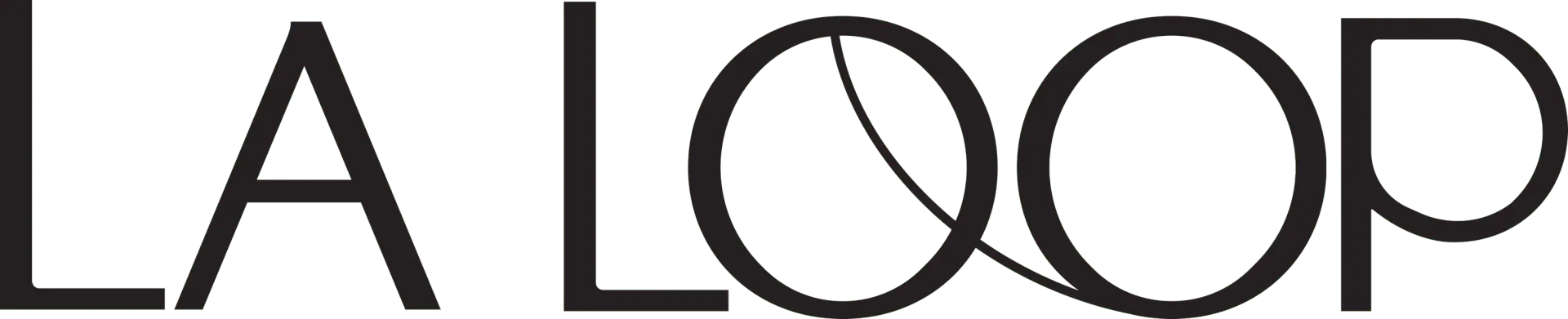 A black and white logo for la loop on a white background.