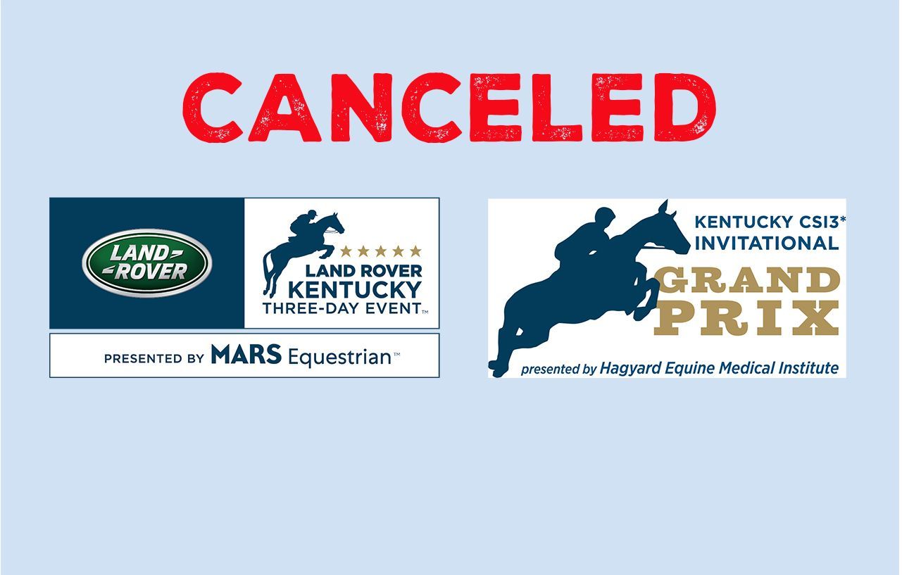 A canceled sign for the land rover kentucky grand prix