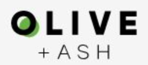 The logo for olive + ash has a green circle in the middle.