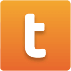 An orange square with a white letter t inside of it