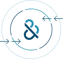 A blue and white icon with arrows pointing in opposite directions in a circle.