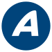 The letter a is in a blue circle on a white background.