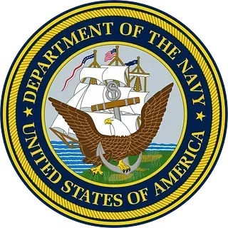 Seal of the U.S. Department of the Navy with eagle, ship, and anchor on a blue and gold background by Audio Video Concepts