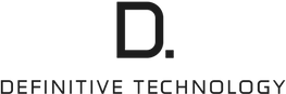 Definitive Technology logo with a black “D.” above the company name by Audio Video Concepts