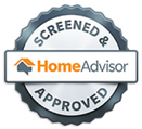 HomeAdvisor screened and approved badge with gray ribbon and orange logo by Audio Video Concept