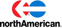 North American logo with red and blue stylized emblem and black text